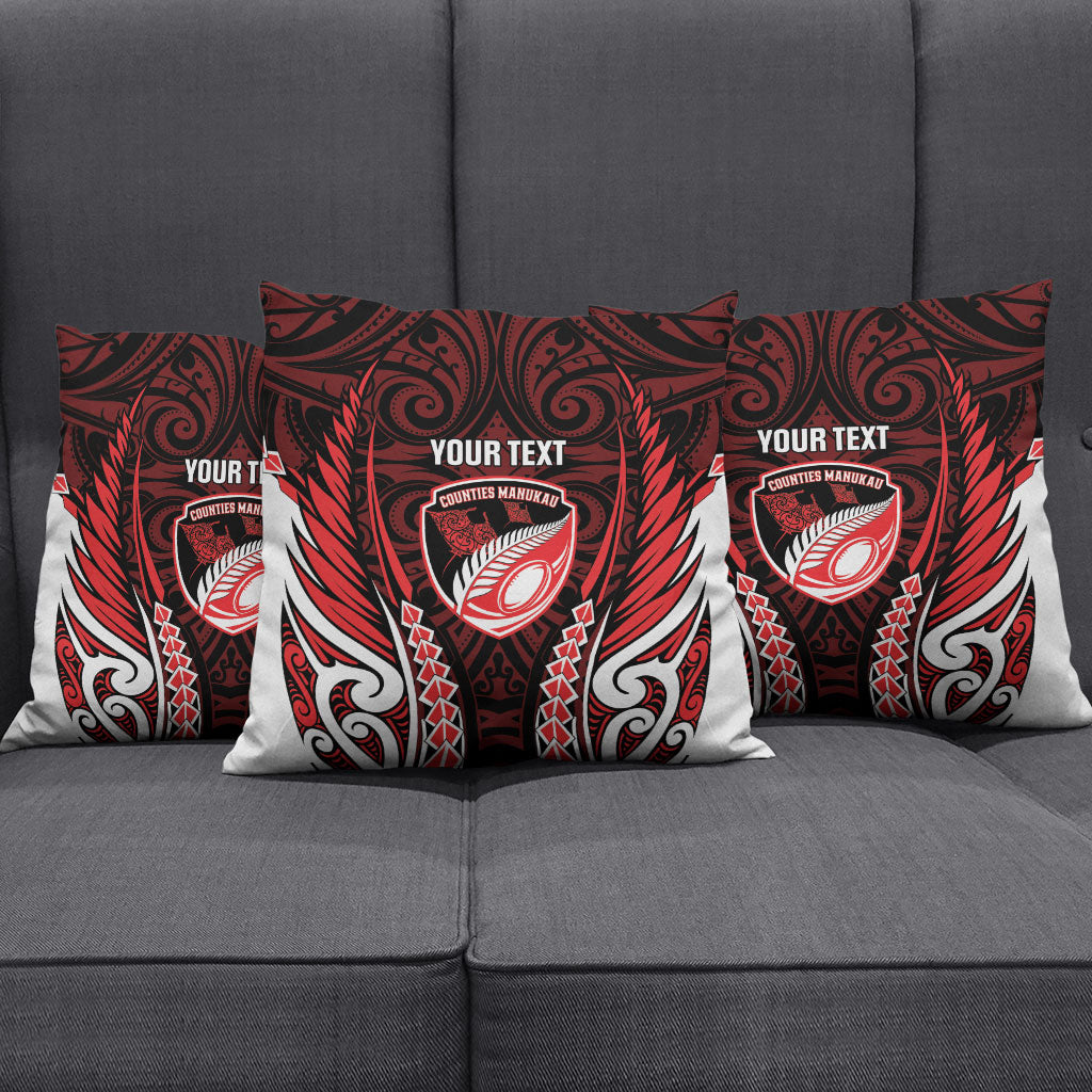 Counties Manukau 2026 Rugby Custom Pillow Cover NZ Maori Silver Fern LT14 - Polynesian Pride