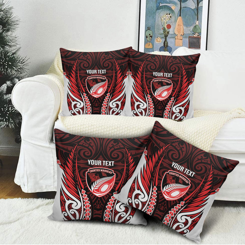 Counties Manukau 2026 Rugby Custom Pillow Cover NZ Maori Silver Fern LT14 - Polynesian Pride