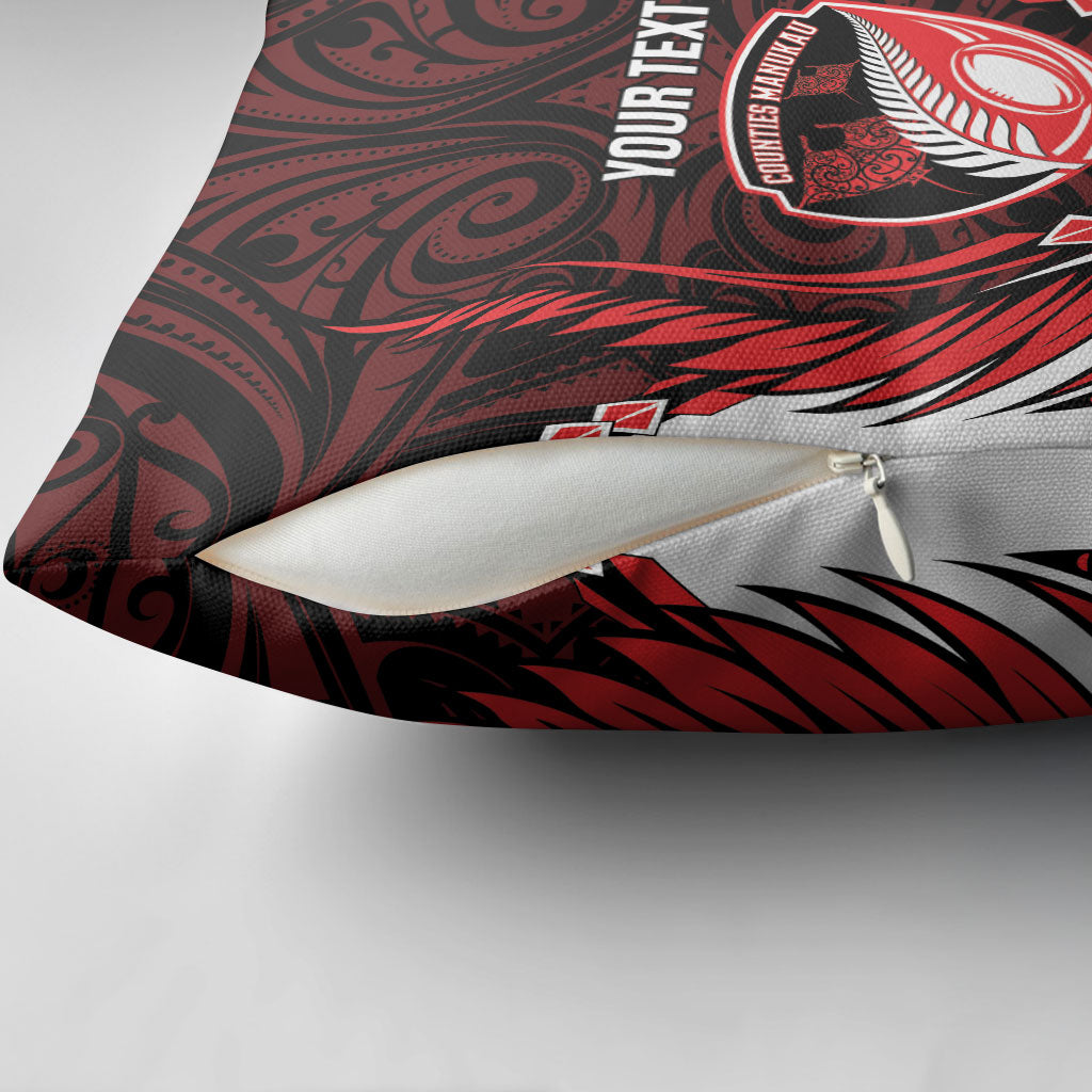 Counties Manukau 2026 Rugby Custom Pillow Cover NZ Maori Silver Fern LT14 - Polynesian Pride