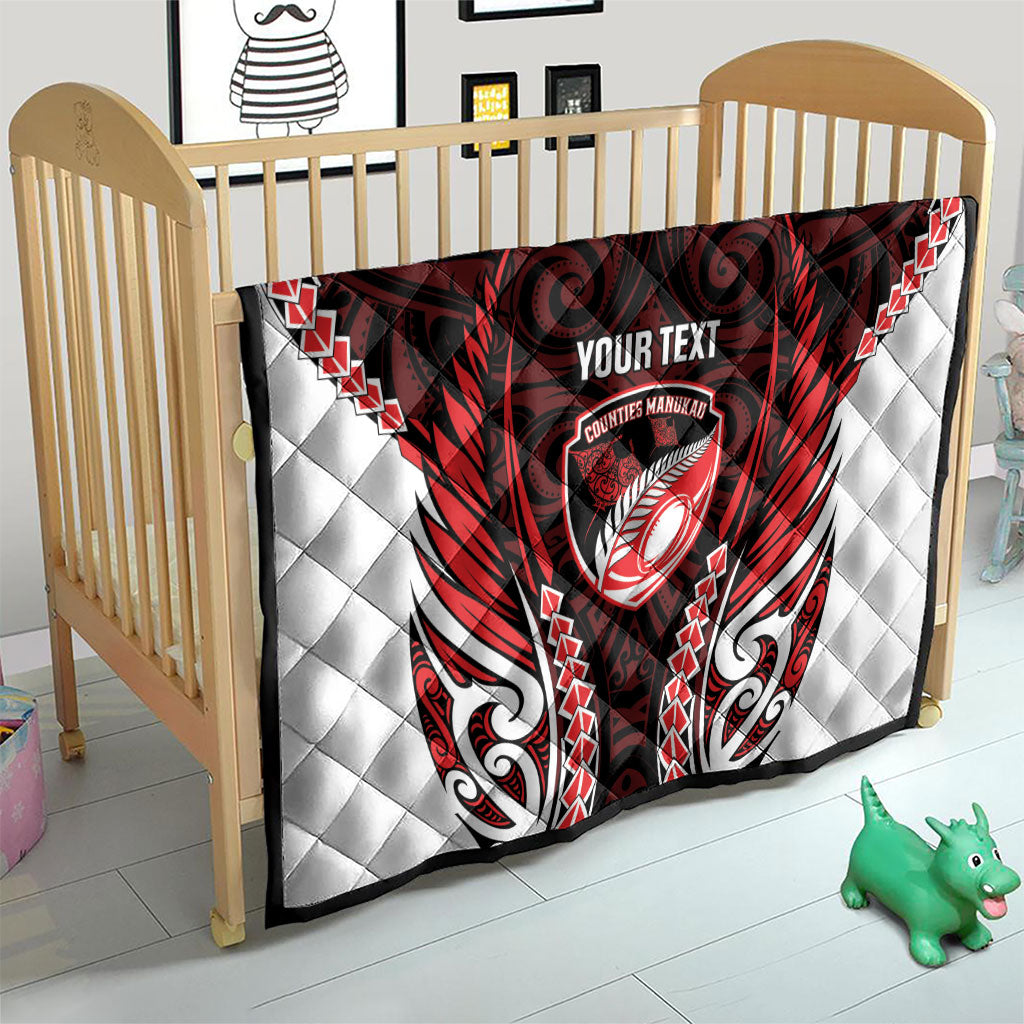 Counties Manukau 2026 Rugby Custom Quilt NZ Maori Silver Fern LT14 - Polynesian Pride