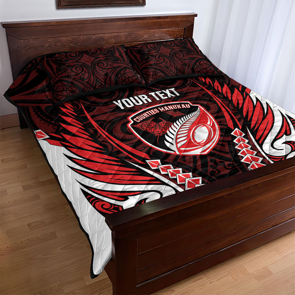 Counties Manukau 2026 Rugby Custom Quilt Bed Set NZ Maori Silver Fern LT14 - Polynesian Pride