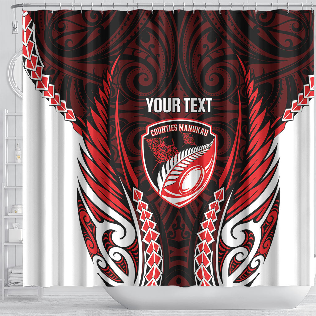 Counties Manukau 2026 Rugby Custom Shower Curtain NZ Maori Silver Fern LT14 - Polynesian Pride