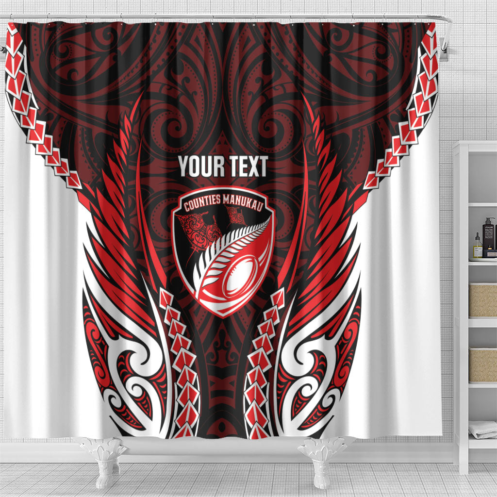 Counties Manukau 2026 Rugby Custom Shower Curtain NZ Maori Silver Fern LT14 - Polynesian Pride