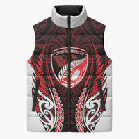 Counties Manukau 2026 Rugby Custom Sleeveless Puffer Jacket NZ Maori Silver Fern LT14 Unisex Red - Polynesian Pride