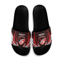 Counties Manukau 2026 Rugby Custom Slide Sandals NZ Maori Silver Fern LT14 Red - Polynesian Pride