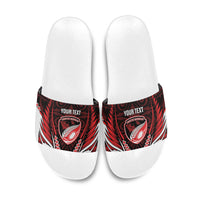 Counties Manukau 2026 Rugby Custom Slide Sandals NZ Maori Silver Fern LT14 Red - Polynesian Pride
