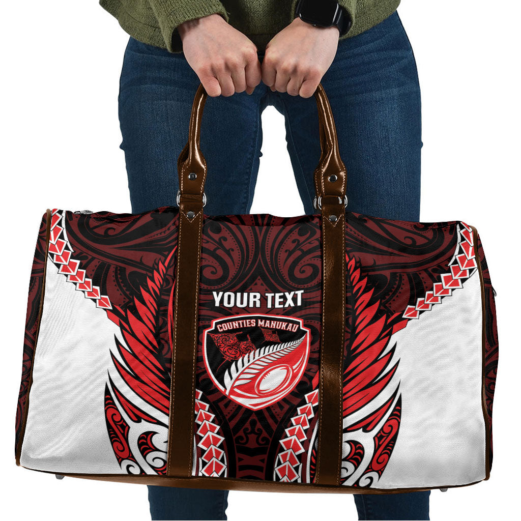 Counties Manukau 2026 Rugby Custom Travel Bag NZ Maori Silver Fern LT14 Red - Polynesian Pride