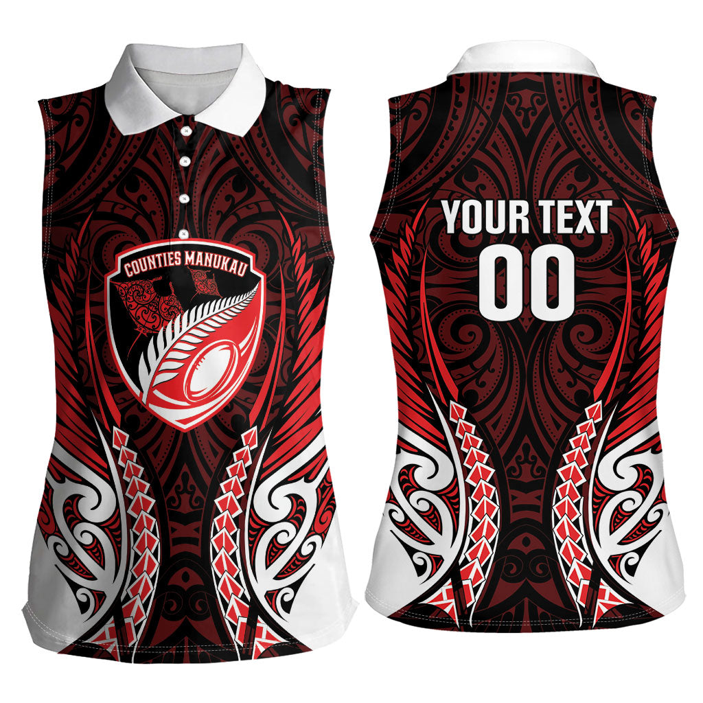 Counties Manukau 2026 Rugby Custom Women Sleeveless Polo Shirt NZ Maori Silver Fern