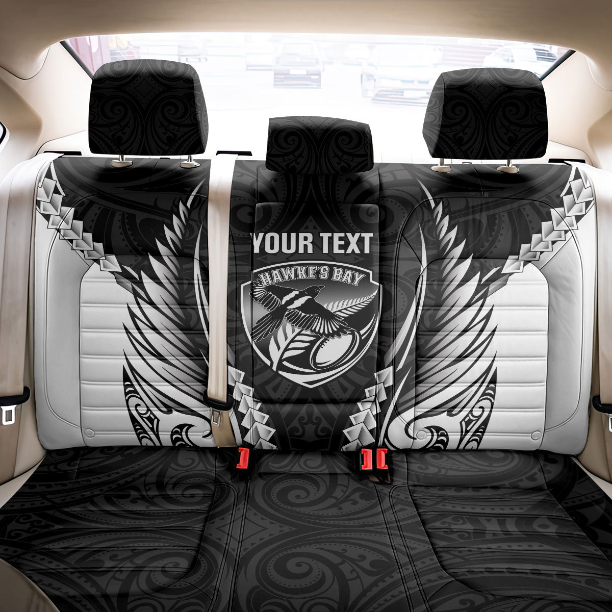Hawke's Bay 2026 Rugby Custom Back Car Seat Cover NZ Maori Silver Fern LT14 - Polynesian Pride