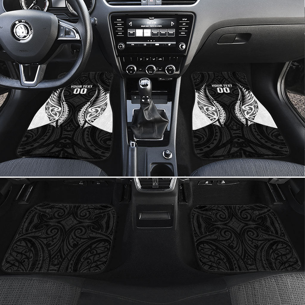 Hawke's Bay 2026 Rugby Custom Car Mats NZ Maori Silver Fern LT14 Set 4pcs Black - Polynesian Pride