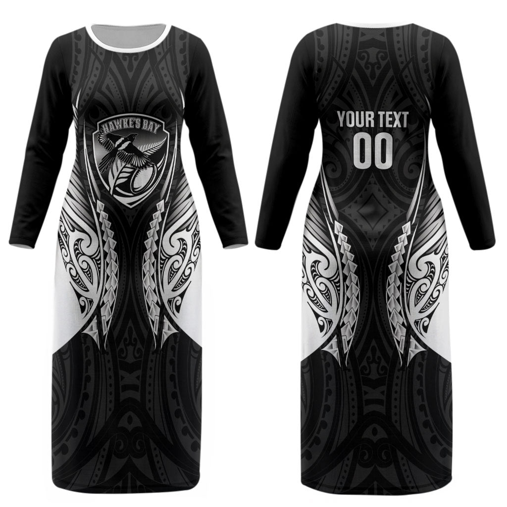 Hawke's Bay 2026 Rugby Custom Couples Matching Long Sleeve Bodycon Dress and Long Sleeve Button Shirt NZ Maori Silver Fern LT14 - Polynesian Pride