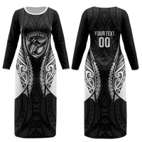 Hawke's Bay 2026 Rugby Custom Couples Matching Long Sleeve Bodycon Dress and Long Sleeve Button Shirt NZ Maori Silver Fern LT14 - Polynesian Pride