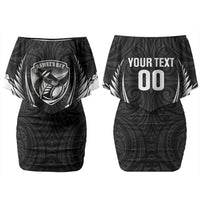 Hawke's Bay 2026 Rugby Custom Couples Matching Off Shoulder Short Dress and Long Sleeve Button Shirt NZ Maori Silver Fern LT14 - Polynesian Pride