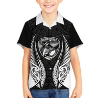 Hawke's Bay 2026 Rugby Custom Family Matching Tank Maxi Dress and Hawaiian Shirt NZ Maori Silver Fern LT14 Son's Shirt Black - Polynesian Pride