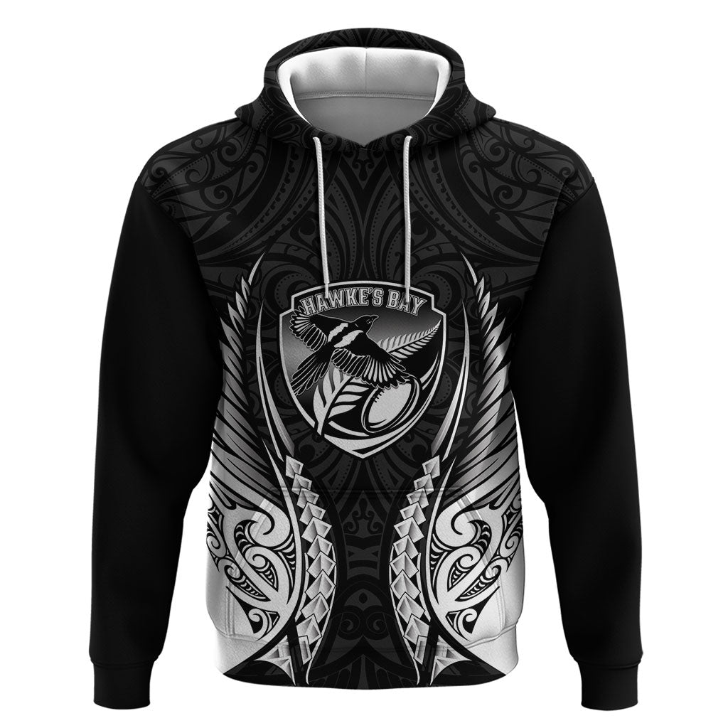 Hawke's Bay 2026 Rugby Custom Hoodie NZ Maori Silver Fern LT14 Pullover Hoodie Black - Polynesian Pride