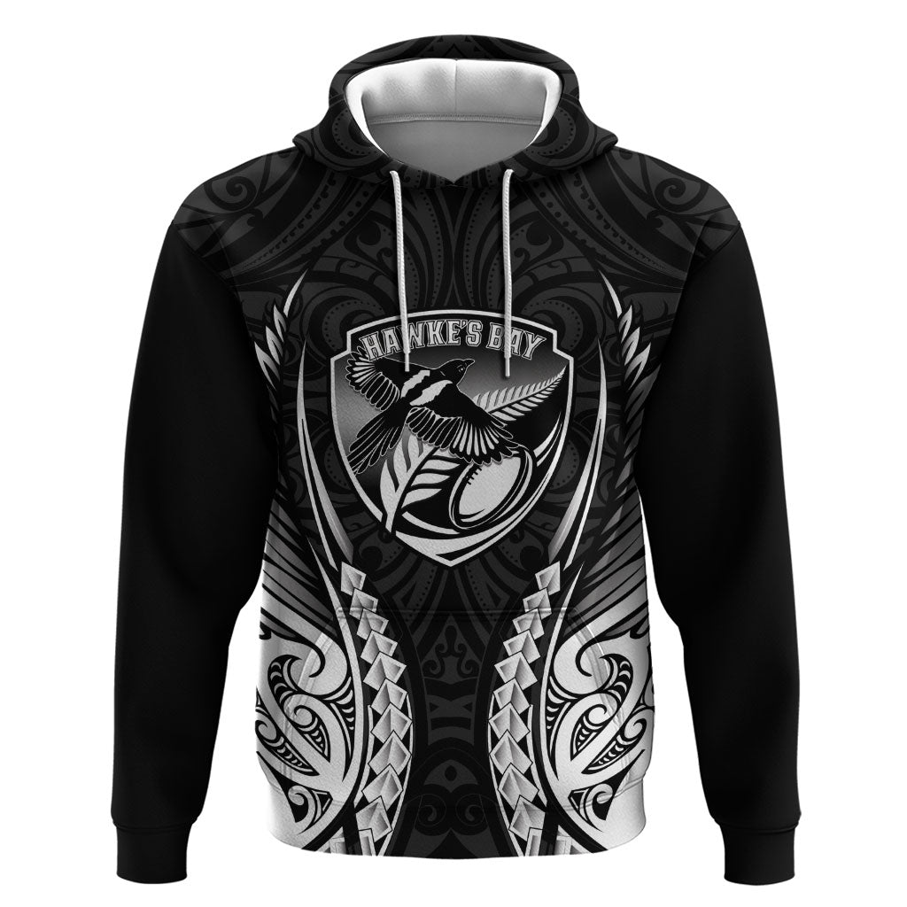 Hawke's Bay 2026 Rugby Custom Hoodie NZ Maori Silver Fern LT14 Pullover Hoodie Black - Polynesian Pride