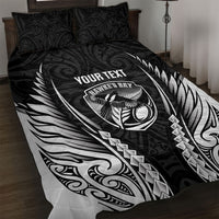 Hawke's Bay 2026 Rugby Custom Quilt Bed Set NZ Maori Silver Fern LT14 Black - Polynesian Pride