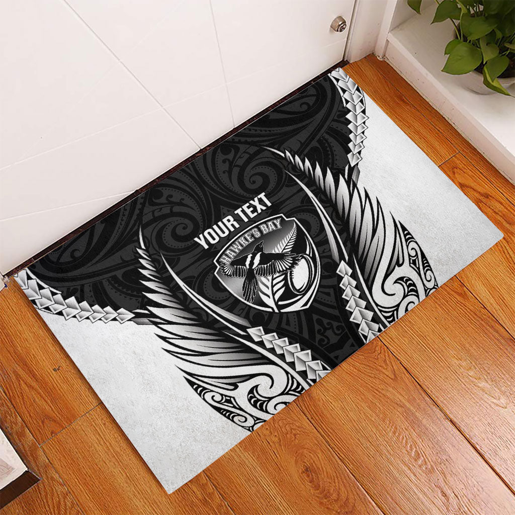 Hawke's Bay 2026 Rugby Custom Rubber Doormat NZ Maori Silver Fern LT14 - Polynesian Pride