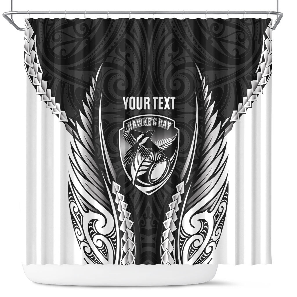 Hawke's Bay 2026 Rugby Custom Shower Curtain NZ Maori Silver Fern