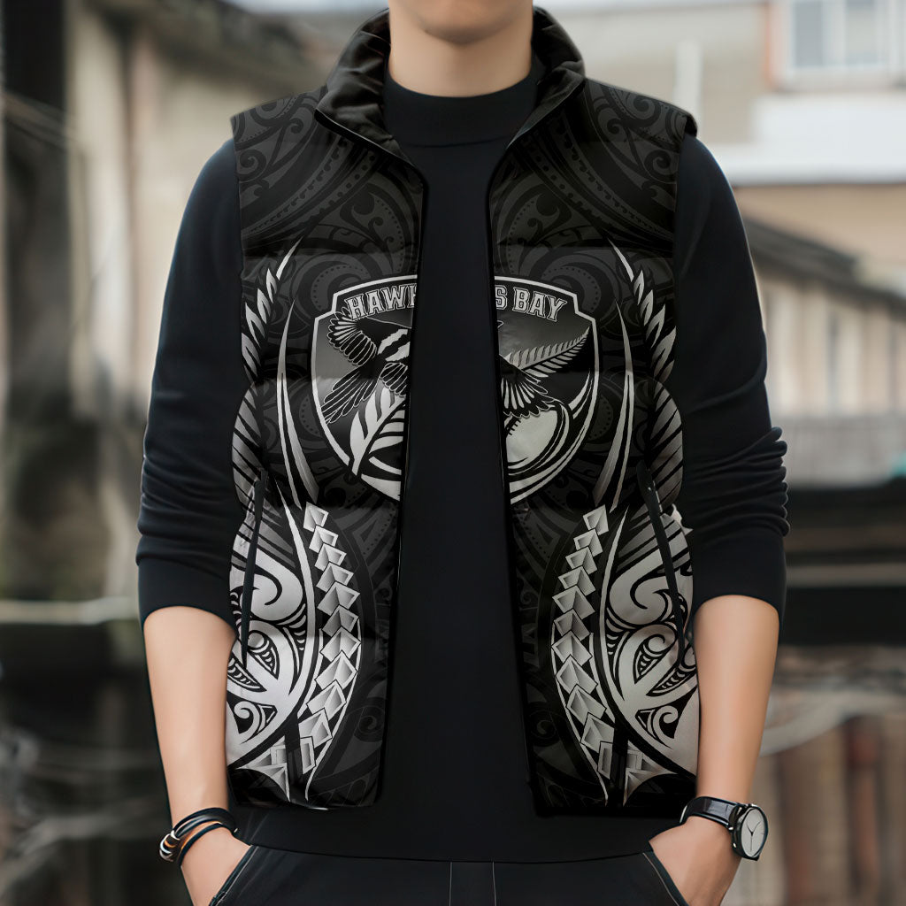 Hawke's Bay 2026 Rugby Custom Sleeveless Puffer Jacket NZ Maori Silver Fern