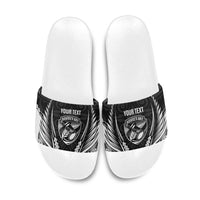 Hawke's Bay 2026 Rugby Custom Slide Sandals NZ Maori Silver Fern LT14 Black - Polynesian Pride