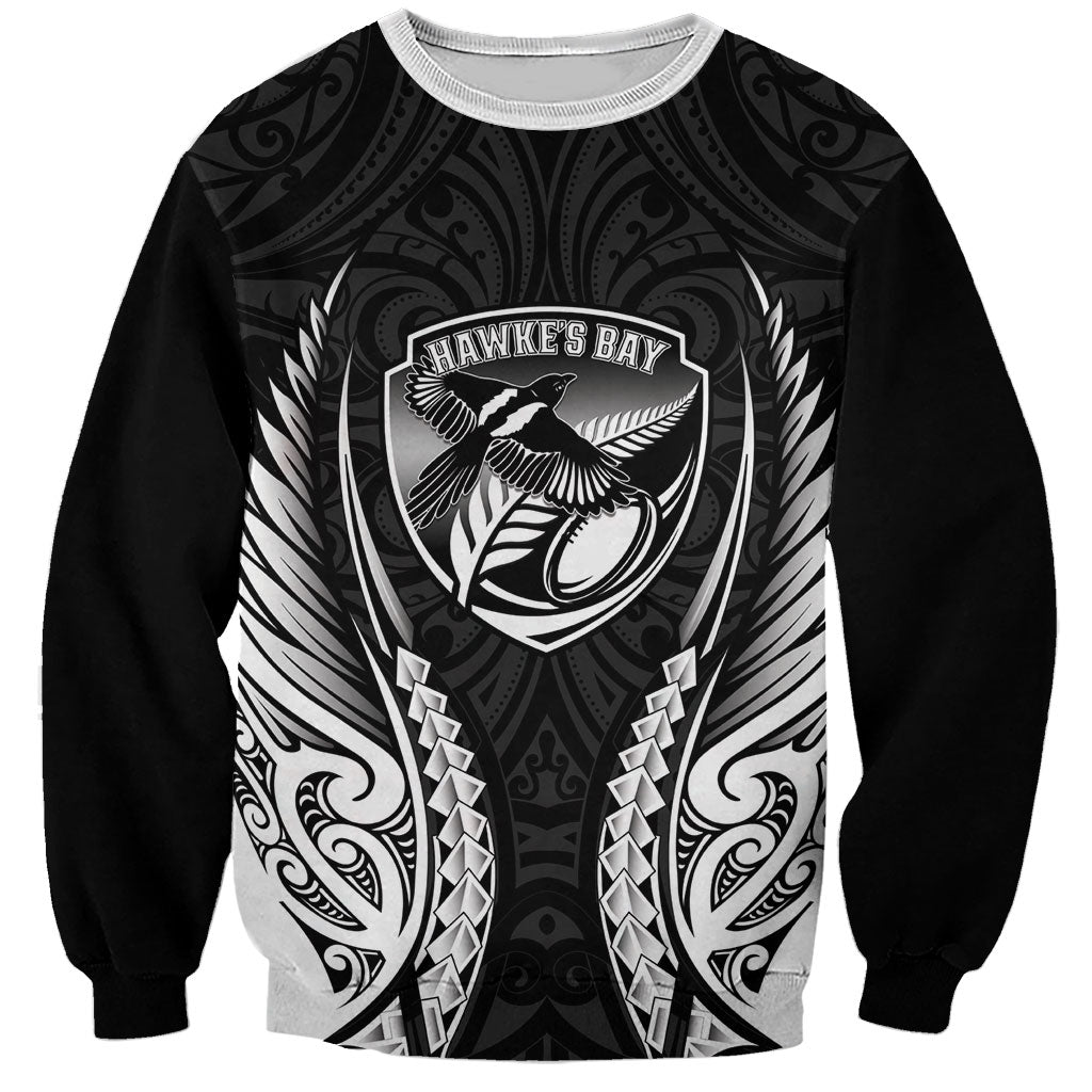 Hawke's Bay 2026 Rugby Custom Sweatshirt NZ Maori Silver Fern LT14 Unisex Black - Polynesian Pride