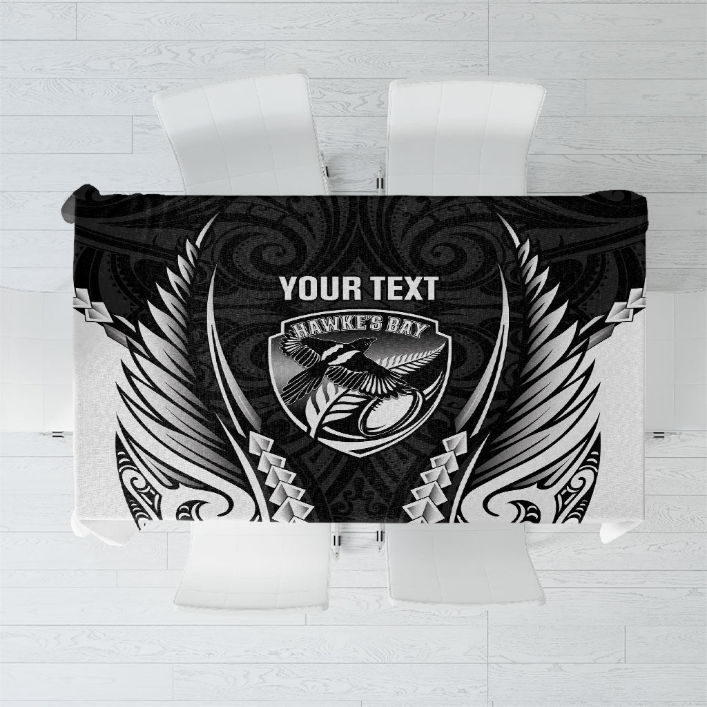 Hawke's Bay 2026 Rugby Custom Tablecloth NZ Maori Silver Fern LT14 Black - Polynesian Pride