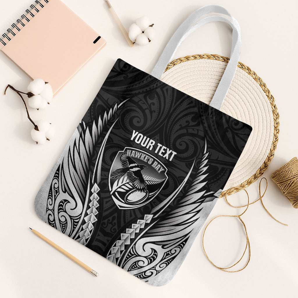 Hawke's Bay 2026 Rugby Custom Tote Bag NZ Maori Silver Fern LT14 White Strap One Size Black - Polynesian Pride