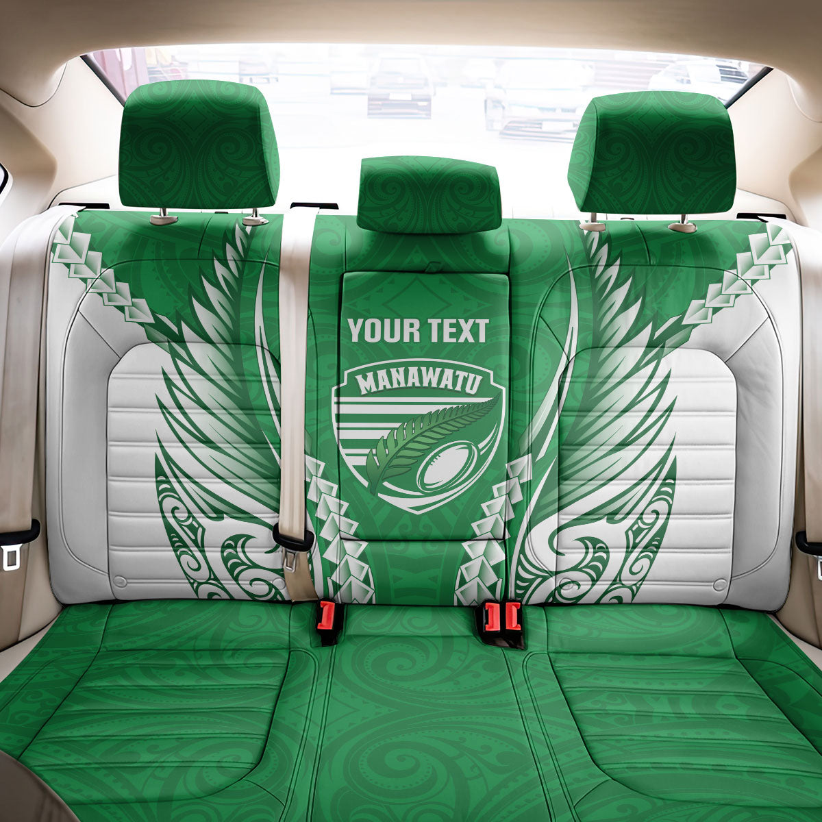 Manawatu 2026 Rugby Custom Back Car Seat Cover NZ Maori Silver Fern LT14 - Polynesian Pride