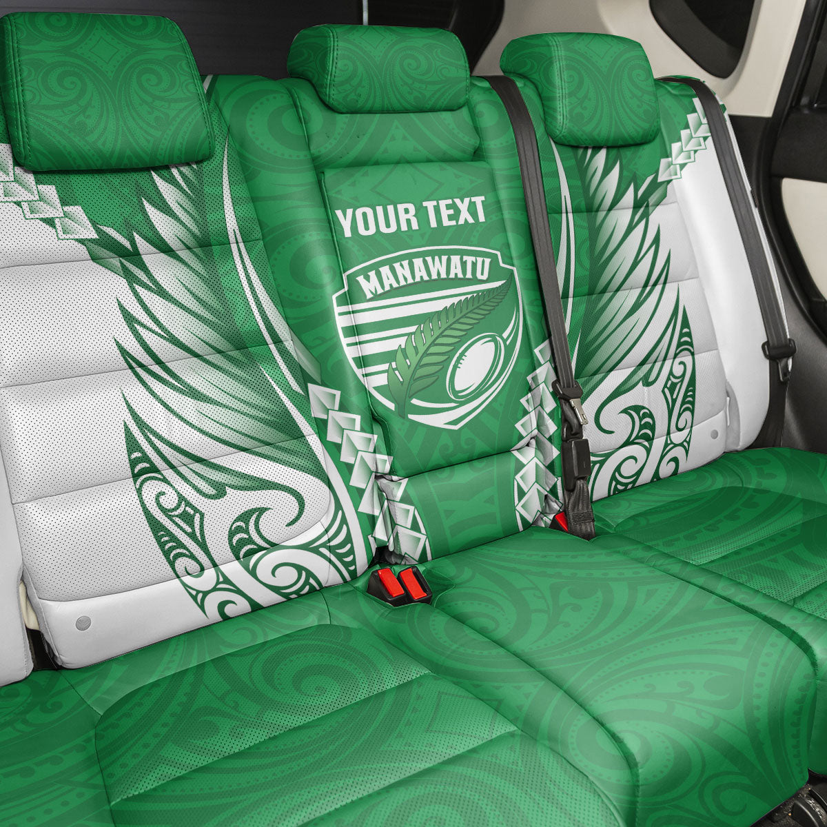 Manawatu 2026 Rugby Custom Back Car Seat Cover NZ Maori Silver Fern LT14 - Polynesian Pride