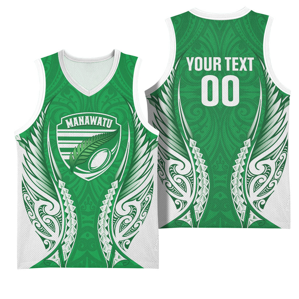 Manawatu 2026 Rugby Custom Basketball Jersey NZ Maori Silver Fern LT14 - Polynesian Pride