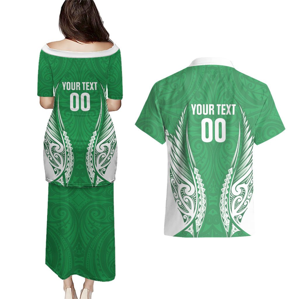 Manawatu 2026 Rugby Custom Couples Matching Puletasi and Hawaiian Shirt NZ Maori Silver Fern