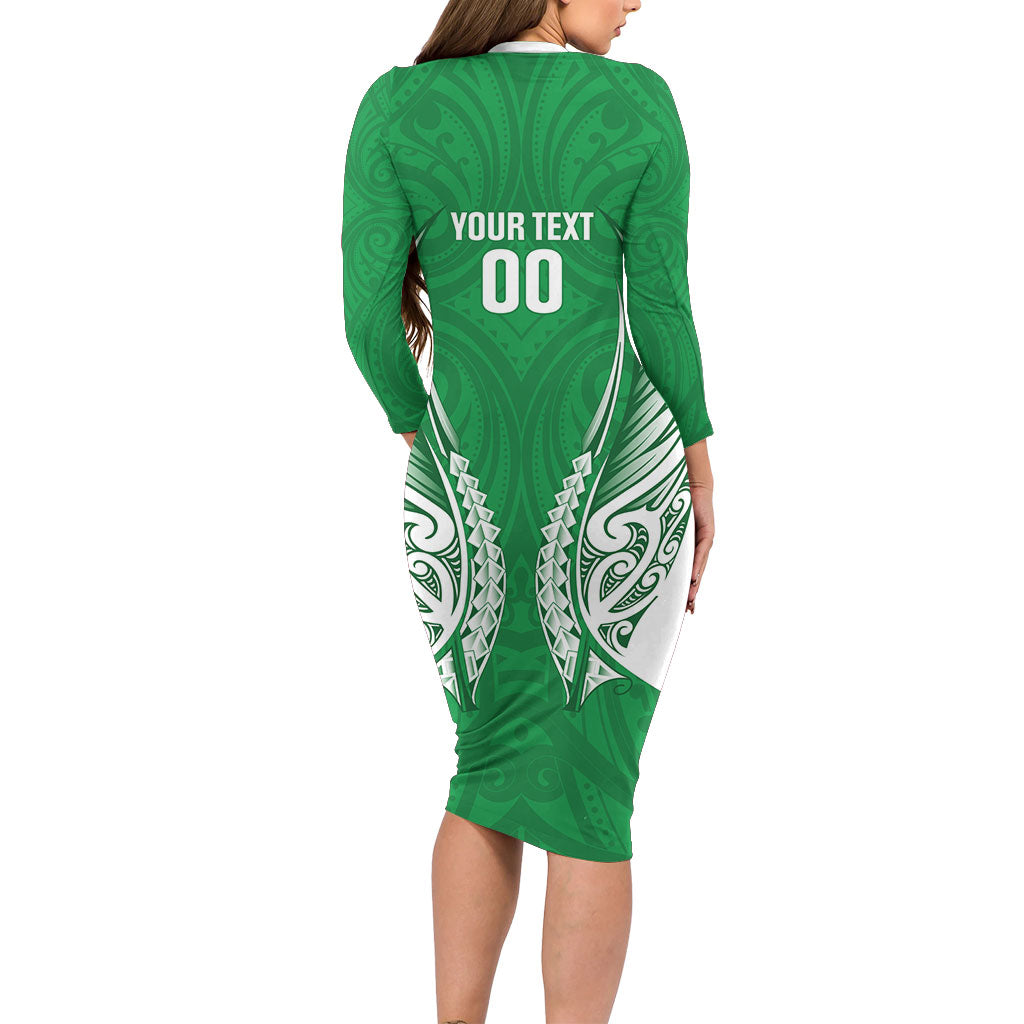 Manawatu 2026 Rugby Custom Family Matching Long Sleeve Bodycon Dress and Hawaiian Shirt NZ Maori Silver Fern LT14 - Polynesian Pride