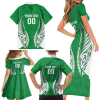 Manawatu 2026 Rugby Custom Family Matching Short Sleeve Bodycon Dress and Hawaiian Shirt NZ Maori Silver Fern LT14 - Polynesian Pride