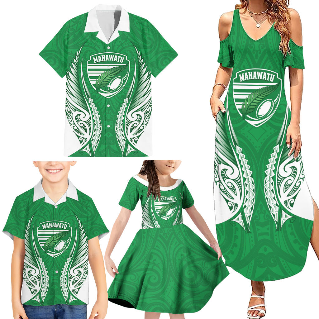 Manawatu 2026 Rugby Custom Family Matching Summer Maxi Dress and Hawaiian Shirt NZ Maori Silver Fern LT14 - Polynesian Pride