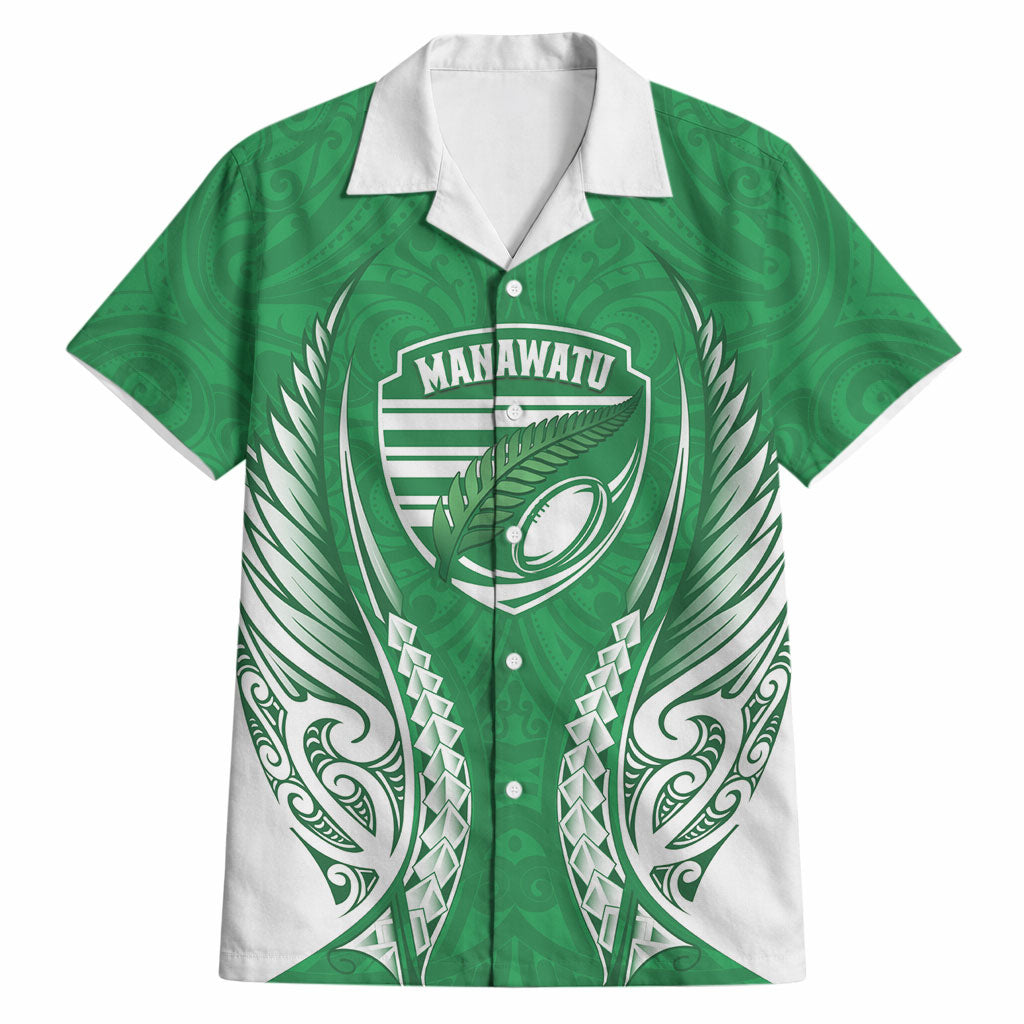 Manawatu 2026 Rugby Custom Hawaiian Shirt NZ Maori Silver Fern LT14 Green - Polynesian Pride