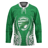 Manawatu 2026 Rugby Custom Hockey Jersey NZ Maori Silver Fern LT14 Unisex Green - Polynesian Pride