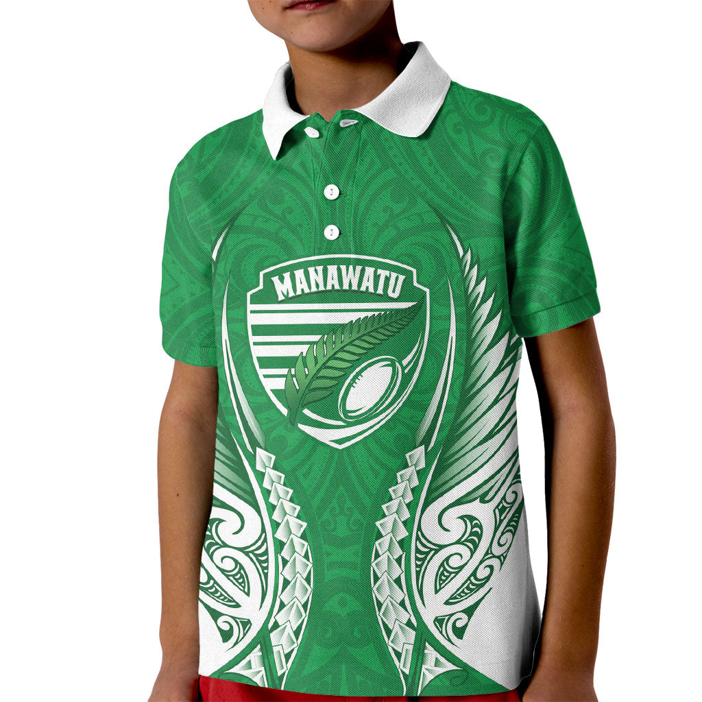 Manawatu 2026 Rugby Custom Kid Polo Shirt NZ Maori Silver Fern