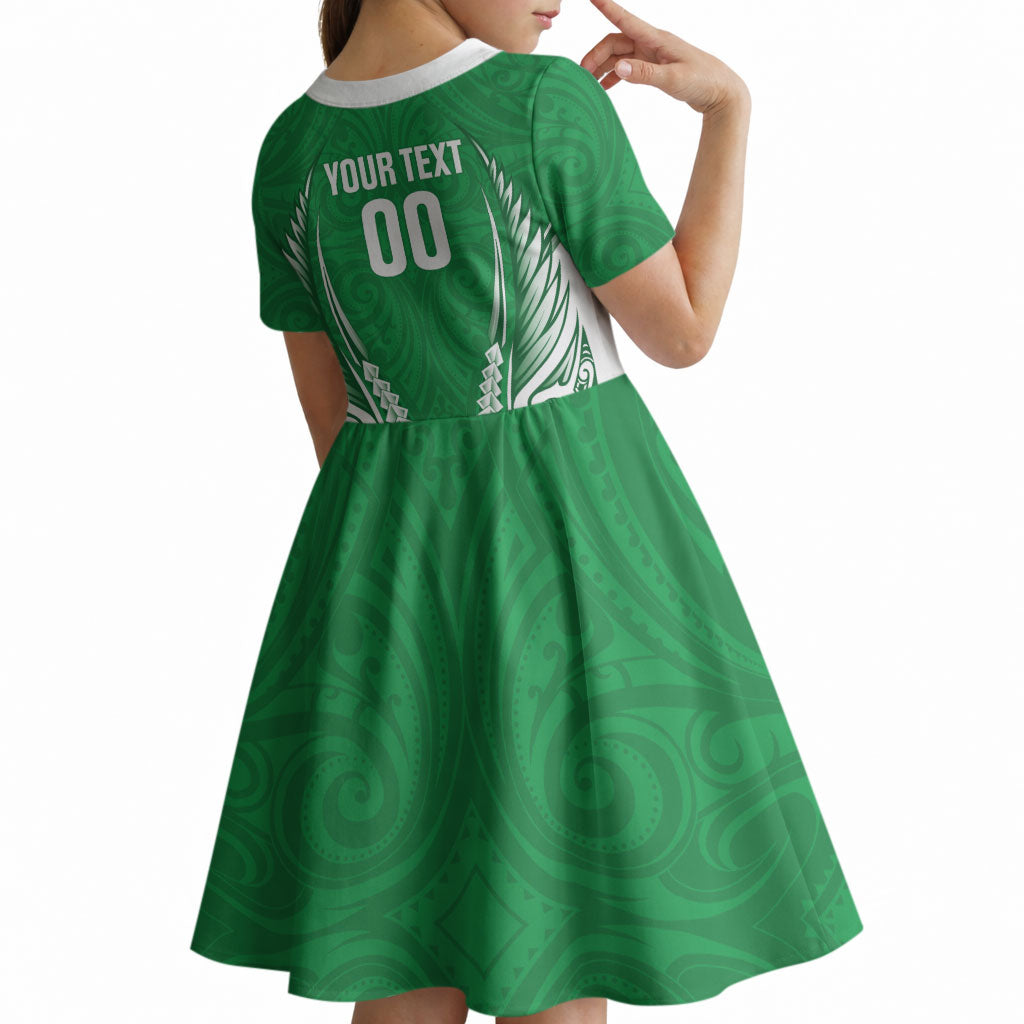 Manawatu 2026 Rugby Custom Kid Short Sleeve Dress NZ Maori Silver Fern LT14 - Polynesian Pride