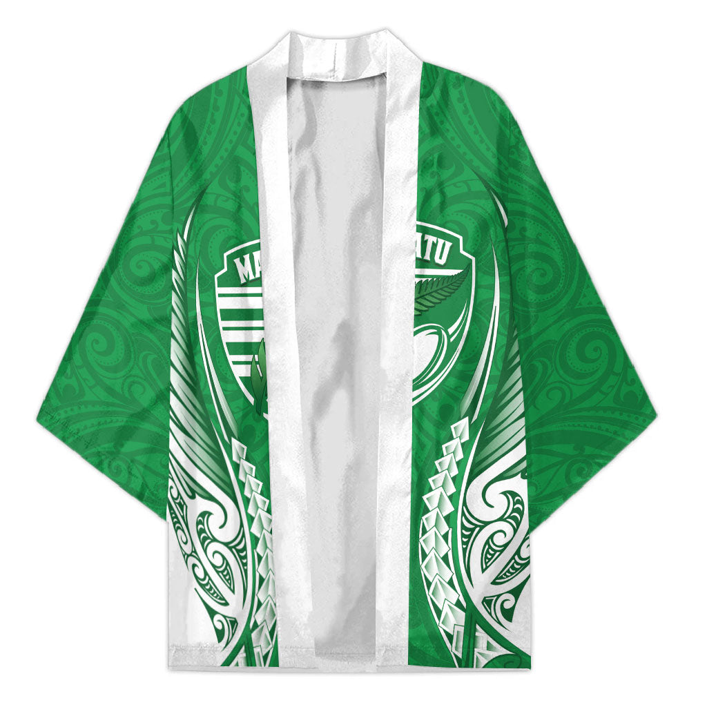 Manawatu 2026 Rugby Custom Kimono NZ Maori Silver Fern LT14 Unisex Green - Polynesian Pride