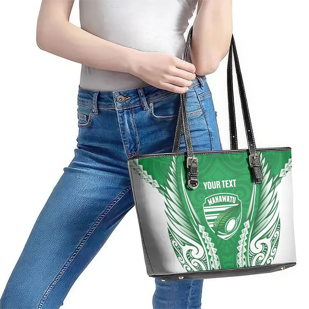 Manawatu 2026 Rugby Custom Leather Tote Bag NZ Maori Silver Fern LT14 - Polynesian Pride
