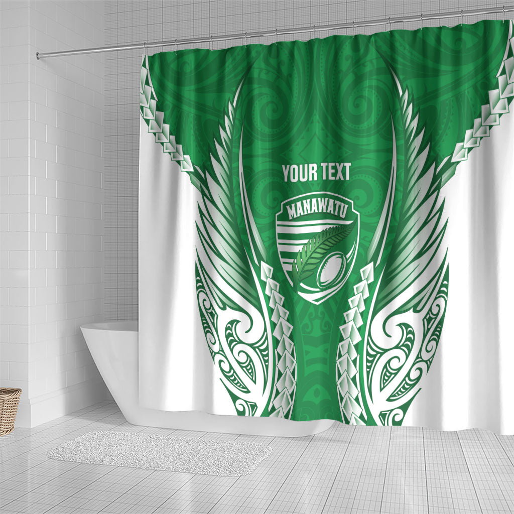 Manawatu 2026 Rugby Custom Shower Curtain NZ Maori Silver Fern LT14 - Polynesian Pride
