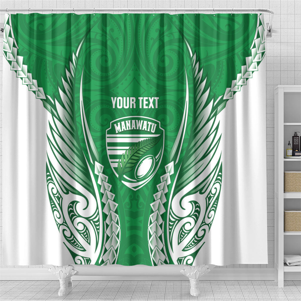 Manawatu 2026 Rugby Custom Shower Curtain NZ Maori Silver Fern LT14 - Polynesian Pride