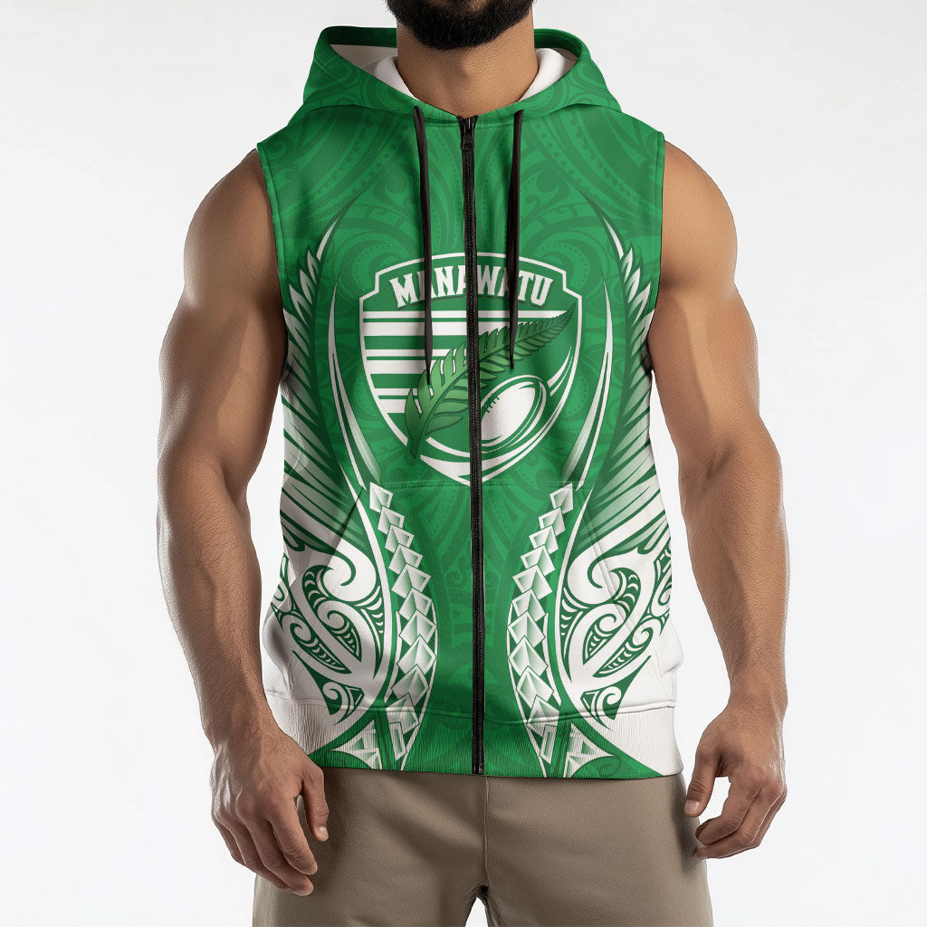 Manawatu 2026 Rugby Custom Sleeveless Zip Hoodie NZ Maori Silver Fern