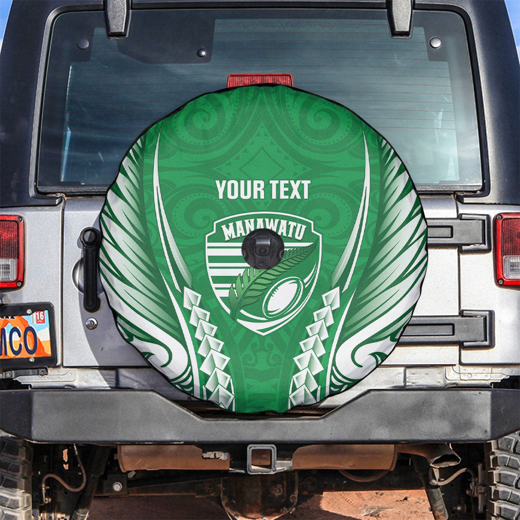 Manawatu 2026 Rugby Custom Spare Tire Cover NZ Maori Silver Fern LT14 Green - Polynesian Pride