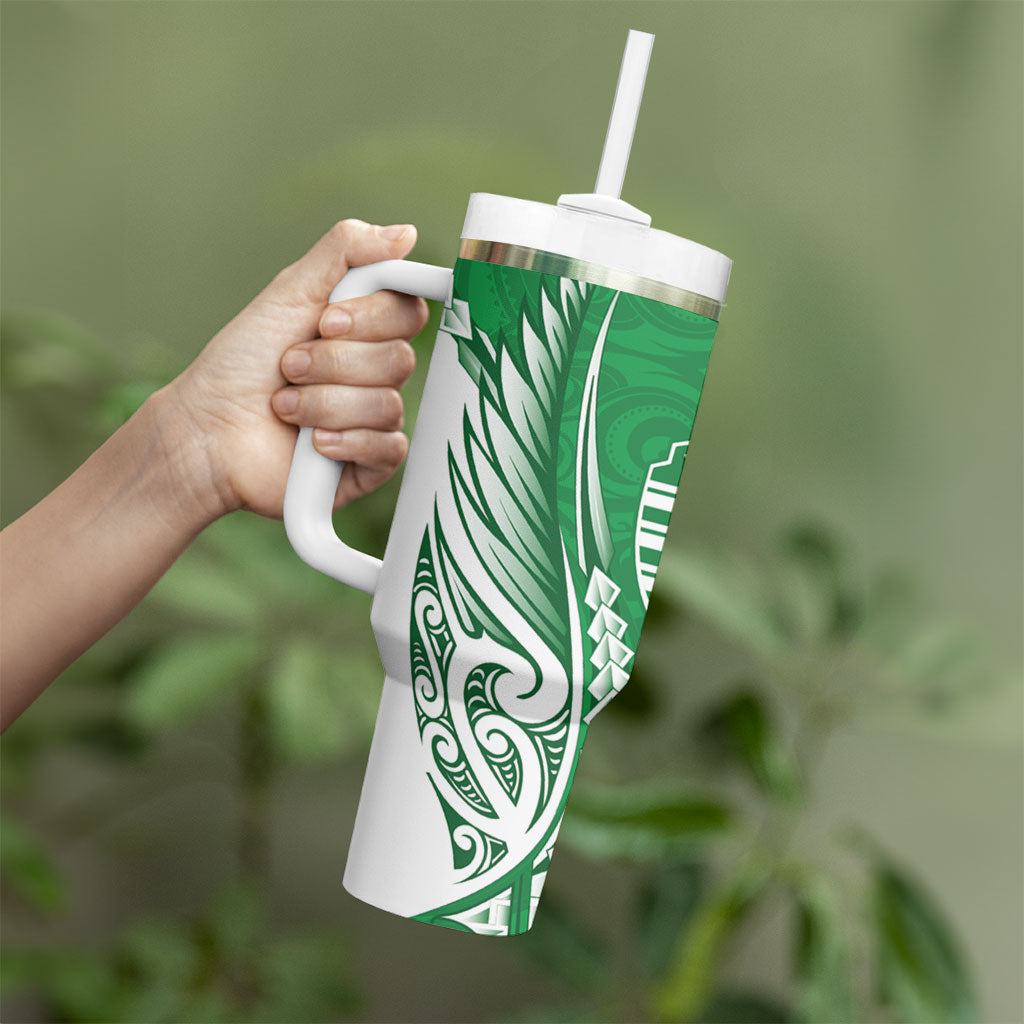 Manawatu 2026 Rugby Custom Tumbler With Handle NZ Maori Silver Fern LT14 - Polynesian Pride