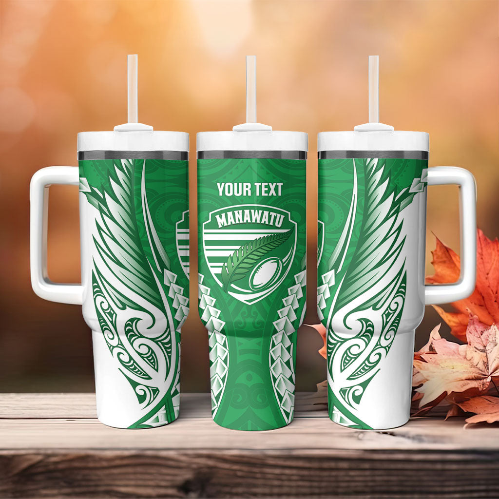 Manawatu 2026 Rugby Custom Tumbler With Handle NZ Maori Silver Fern LT14 - Polynesian Pride