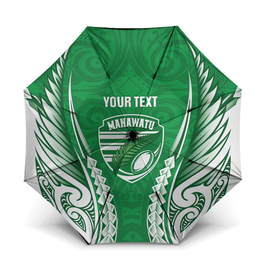 Manawatu 2026 Rugby Custom Umbrella NZ Maori Silver Fern LT14 One Size Folded 11.42 inch Opened Diameter 37.4 inch Green - Polynesian Pride