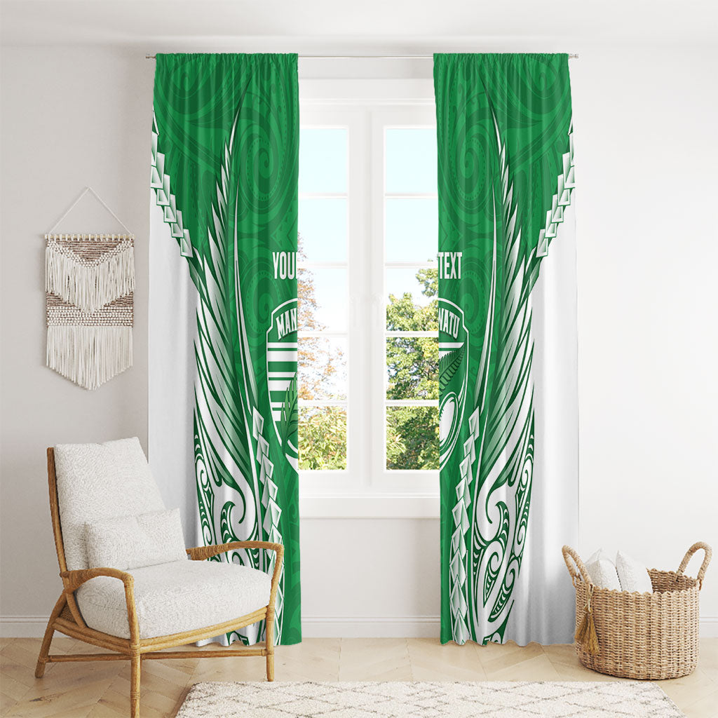 Manawatu 2026 Rugby Custom Window Curtain NZ Maori Silver Fern