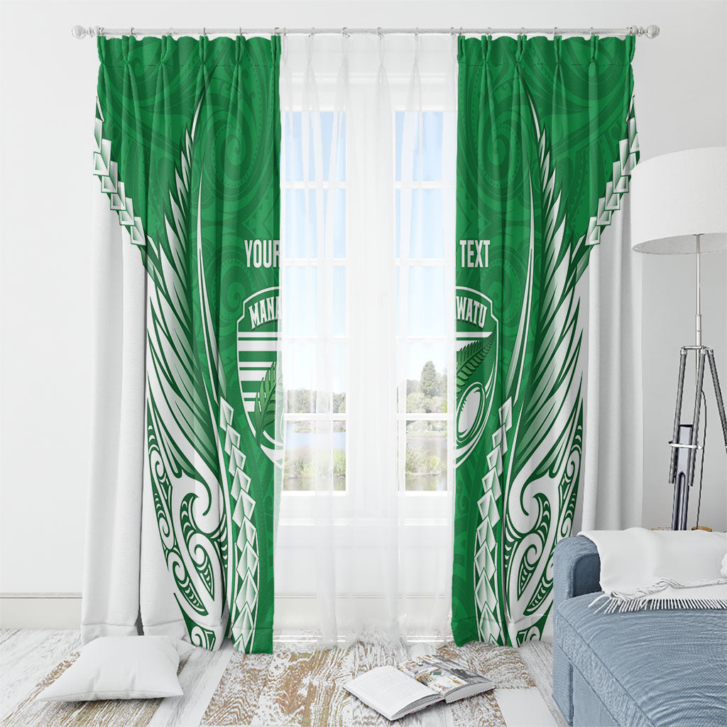 Manawatu 2026 Rugby Custom Window Curtain NZ Maori Silver Fern